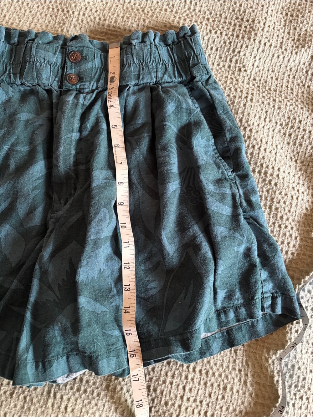 Madewell Linen Blend High-Waist Teal Floral Print Women's Shorts. M - Picture 4 of 6